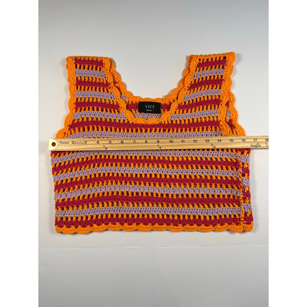 NWOT VICI Mirena Crochet Crop Cover Up Top Size S Festival Boho Indie Resortwear - Picture 3 of 7